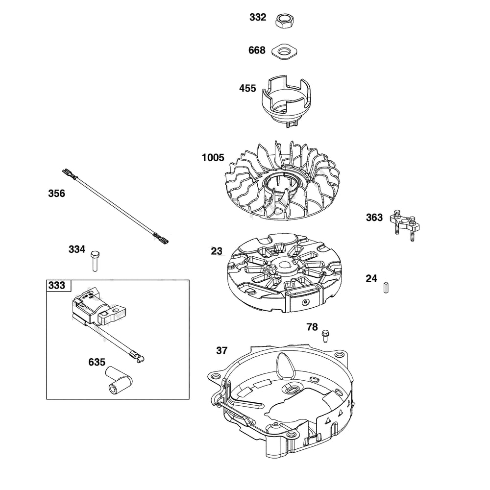 Engine >> Flywheel/Ignition/Starter Diagram and Parts List for 021022-00  Briggs and Stratton Pressure Washer